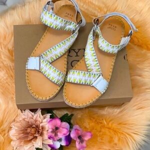 Kole Espadrille Strappy Sandals Multi Lime & White Sz 8.5 NEW!